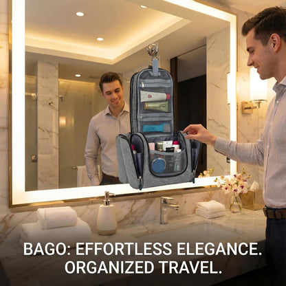 Large Waterproof Hanging Toiletry and Makeup Organizer Bag for Travel - Essential Accessories for Men and Women (Snowgray)